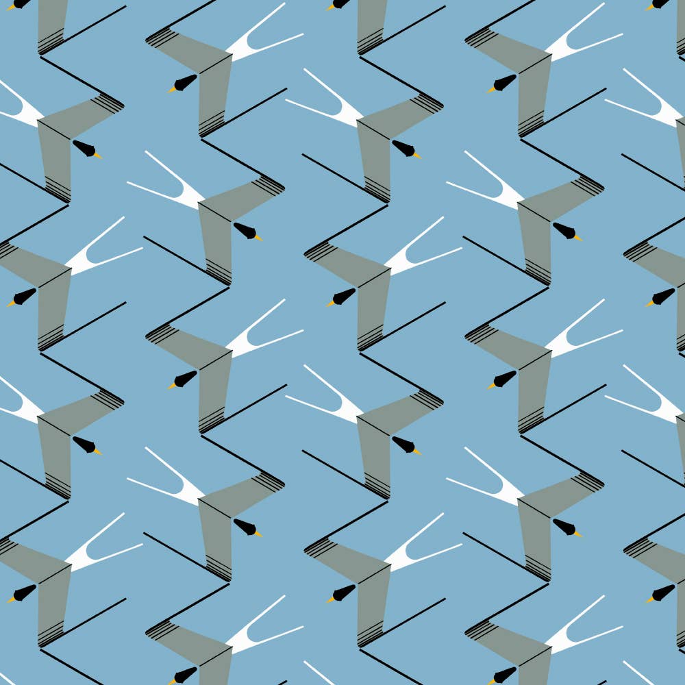 Birch Fabrics: 100% Organic Cotton Poplin Arctic Tern by Charley Harper 115 GSM- by the half yard