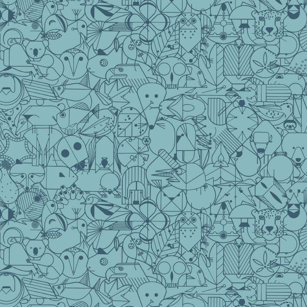 Premium Organic Cotton End Papers Blue Raspberry Poplin by Charley Harper for Birch Fabrics- by the half yard