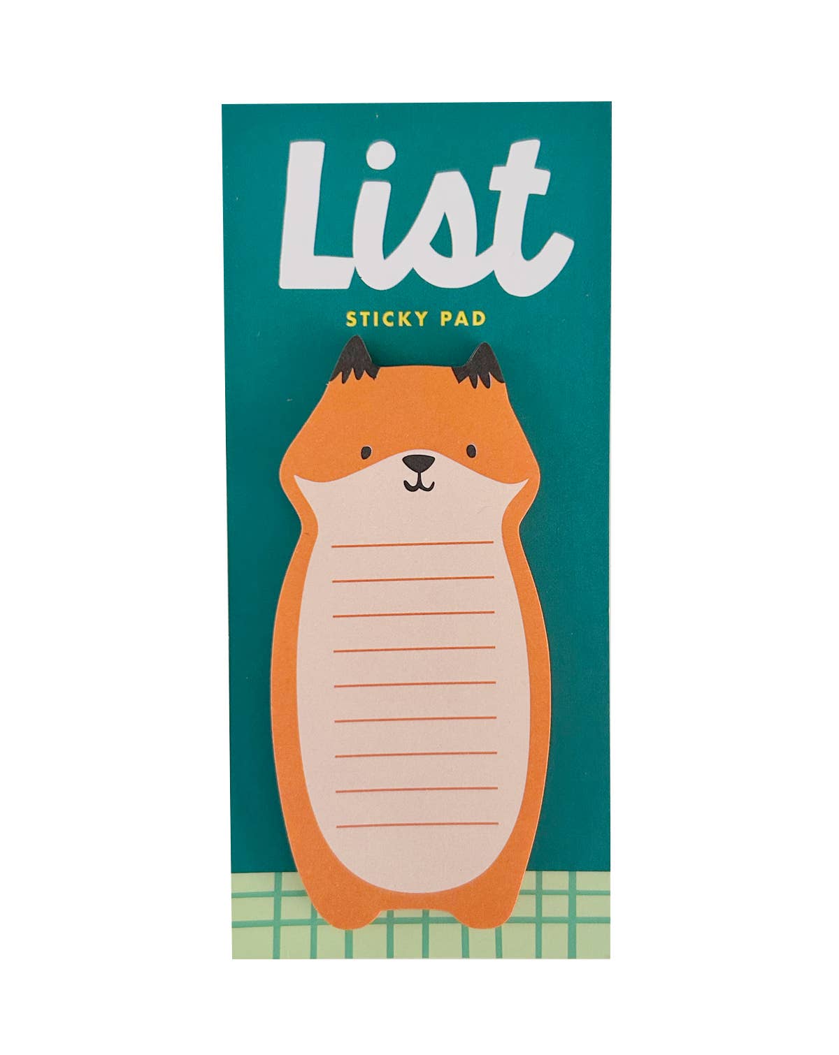 Sticky pad with fox design on a teal background