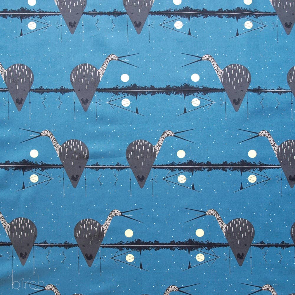 Organic Premium Cotton Limpkin Shirting Poplin 115gsm Charley Harper by Birch Fabrics- by the half yard