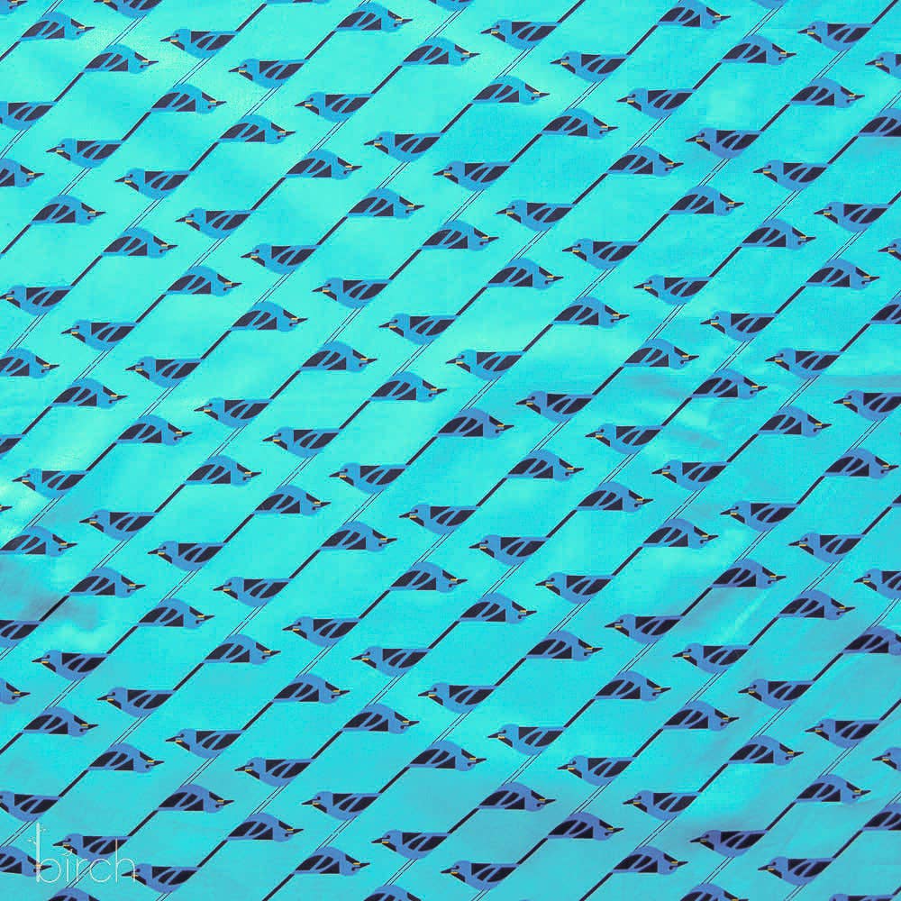 End of Bolt:2-1/4th yards of Organic Premium Bluebird Stagger Cotton Poplin 115GSM Charley Harper for Birch Fabrics-remnant