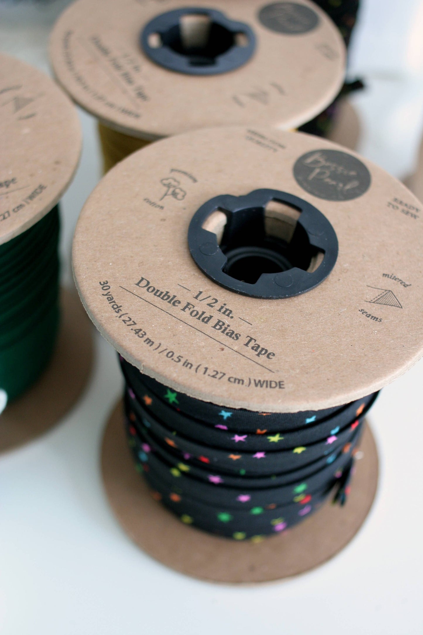 Web Only Sewing Supplies: 1/2" Double Fold Bias Binding - Black 100% Cotton- Price per yard