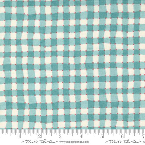 Moda Fabrics: Fruit Loop Jenipapo Aqua Picnic Gingham Quilting Cotton Woven- by the half yard