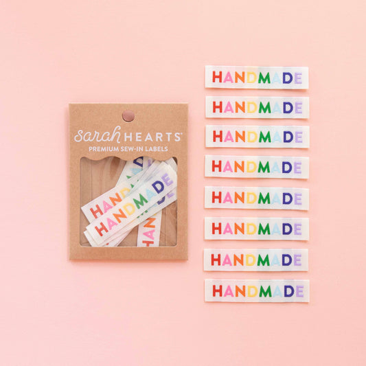 Notions: Sarah Hearts Handmade Woven Sewing Labels - Rainbow Colors