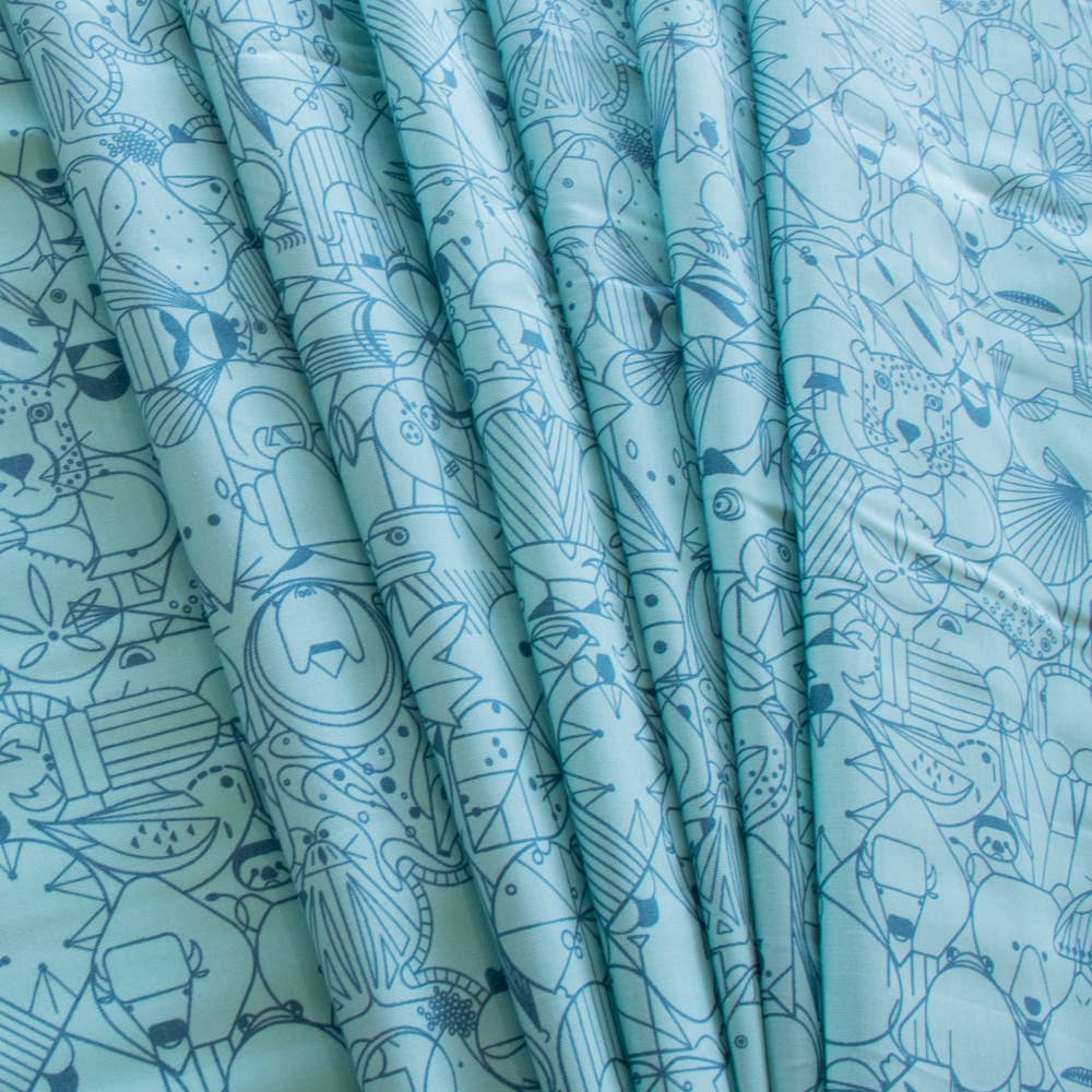 Premium Organic Cotton End Papers Blue Raspberry Poplin by Charley Harper for Birch Fabrics- by the half yard