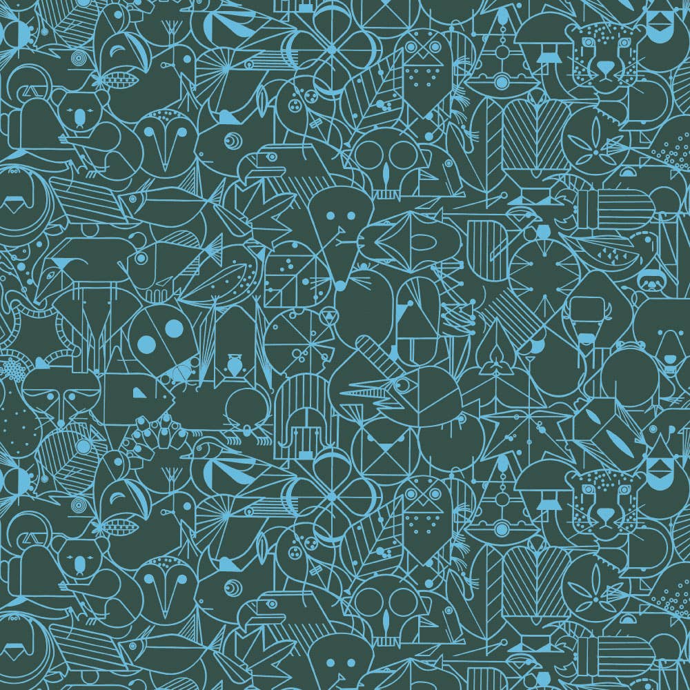 Premium Organic Cotton End Papers Evergreen Poplin by Charley Harper for Birch Fabrics- by the half yard