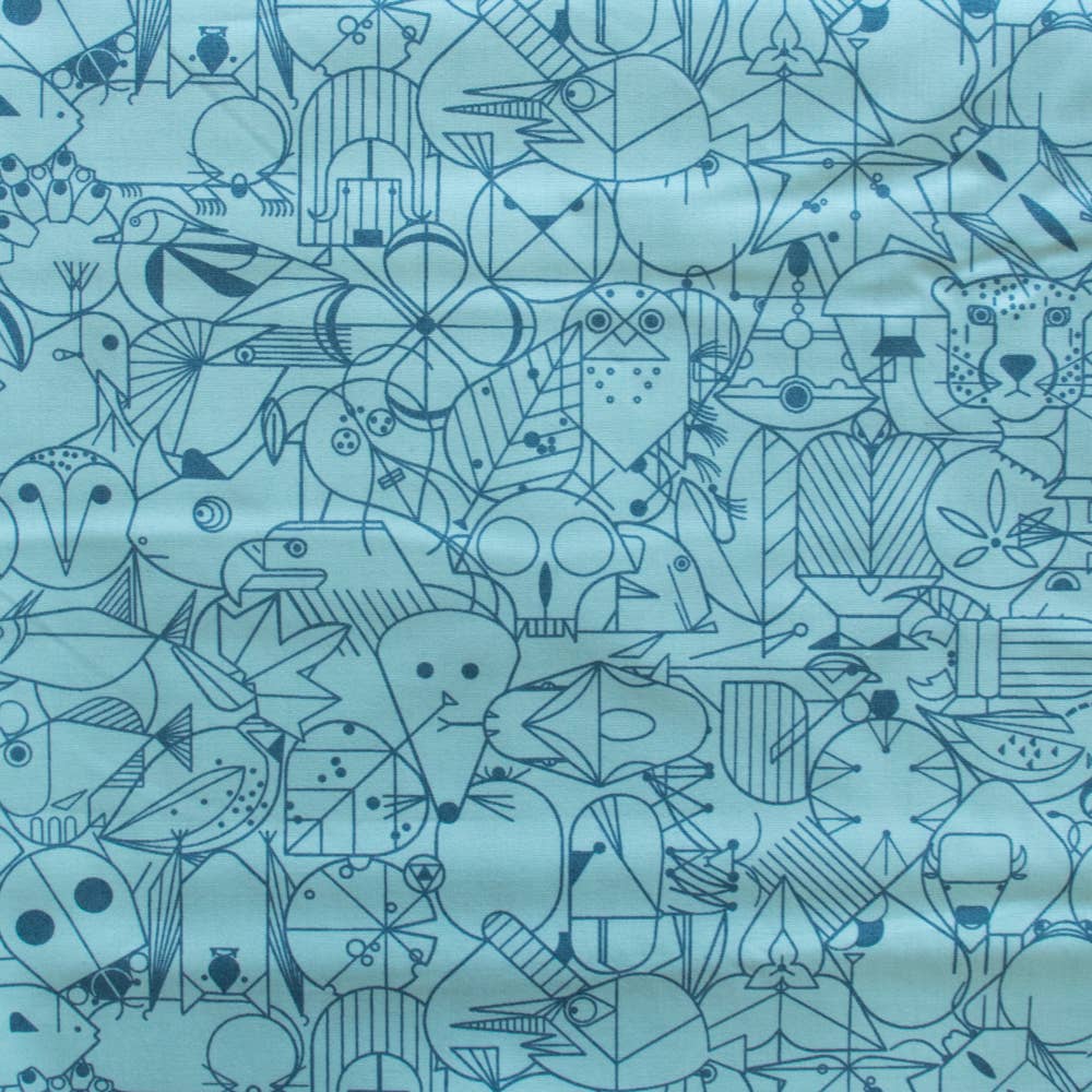 Premium Organic Cotton End Papers Blue Raspberry Poplin by Charley Harper for Birch Fabrics- by the half yard