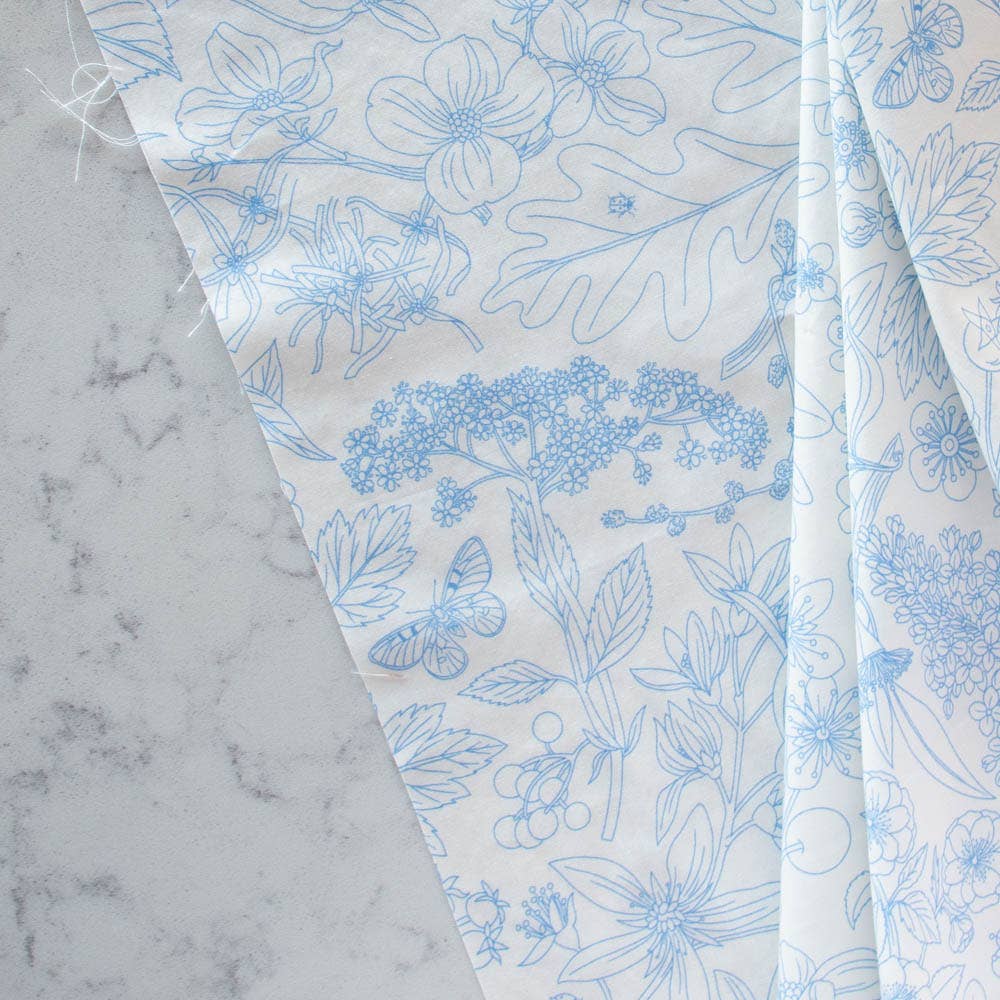 Organic Premium Cotton Line Art Porcelain Shirting Poplin 115gsm by Birch Fabrics- by the half yard