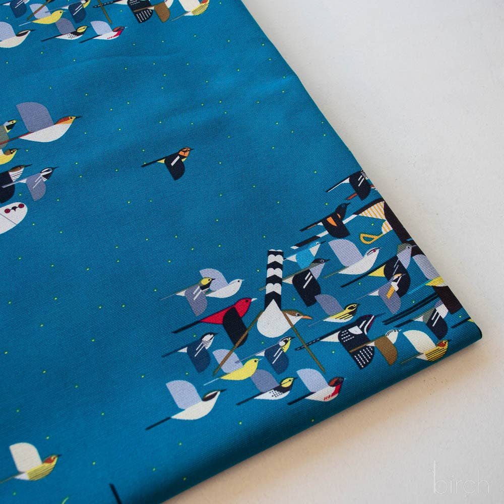 End of Bolt: 2-1/8th yards of Premium Organic Cotton Iconic Charley Harper Missing Migrants Canvas 260 GSM by Birch Fabrics- remnant