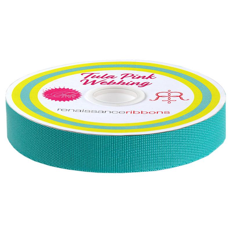 Webbing: Nylon Spirit Teal Everglow - 1"inch-Tula Pink - by the yard