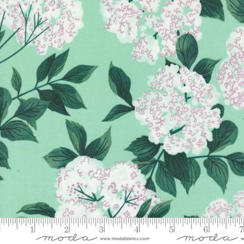 Moda Fabrics: Lizzy House Love Letter Seafoam Elderberry Blossoms Florals Quilting Cotton Woven-by the half yard