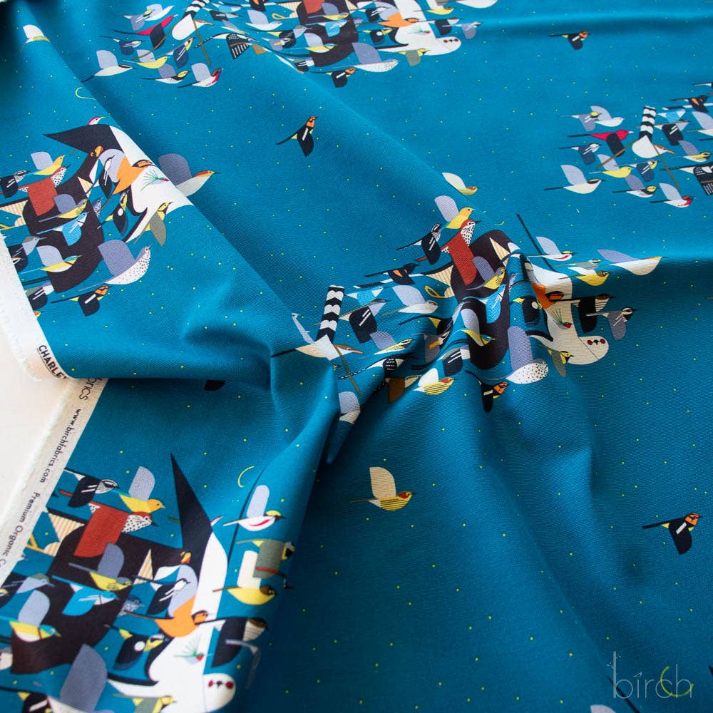 End of Bolt: 2-1/8th yards of Premium Organic Cotton Iconic Charley Harper Missing Migrants Canvas 260 GSM by Birch Fabrics- remnant
