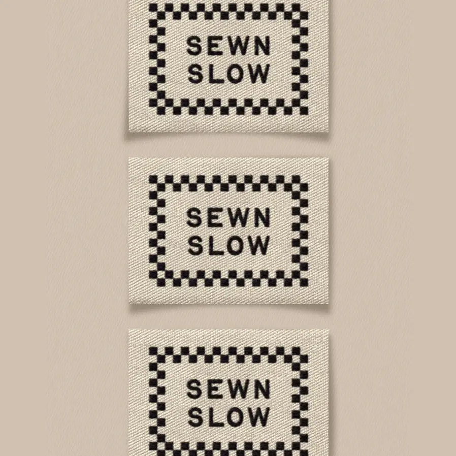 Sewing Labels: Sewn Slow Ivory Large Rectangle Garment Labels: by Matchy Matchy Sewing Club Set of 6-1 Pack