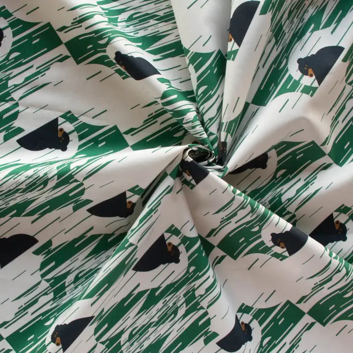 Birch Fabrics: Organic Cotton Poplin 115 GSM Black Bears Charley Harper-by the half yard