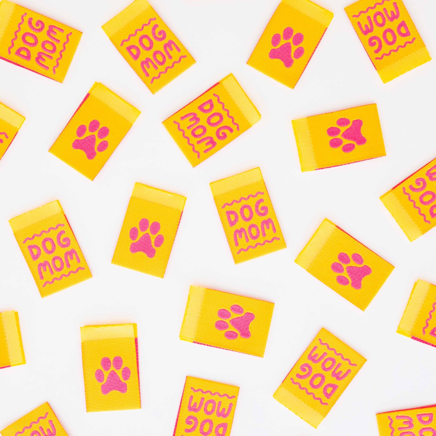 Notions: Sarah Hearts:Dog Mom Woven Sewing Quilt and Garment Labels- 1 pack