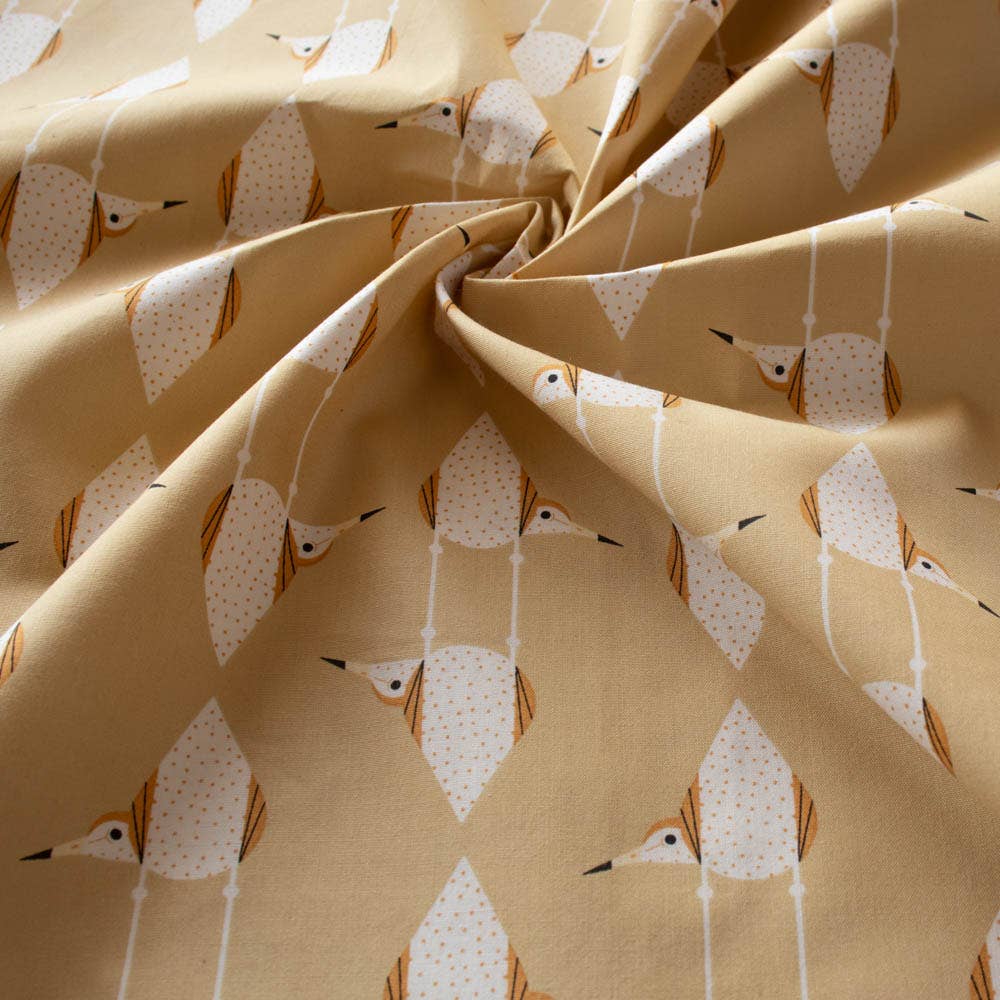 End of BOlt: 4 yards of Organic Premium Sandpiper Stagger Cotton Poplin 115GSM Charley Harper for Birch Fabrics-remnant