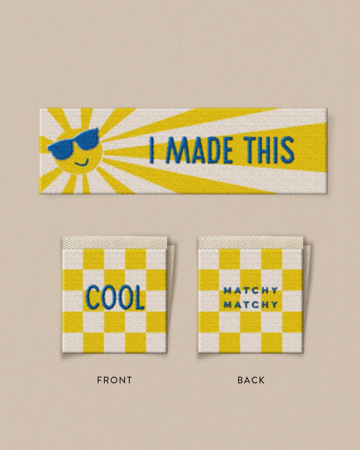Sewing Labels: So Cool Square and Rectangle Garment Labels: by Matchy Matchy Sewing Club Set of 8-1 Pack