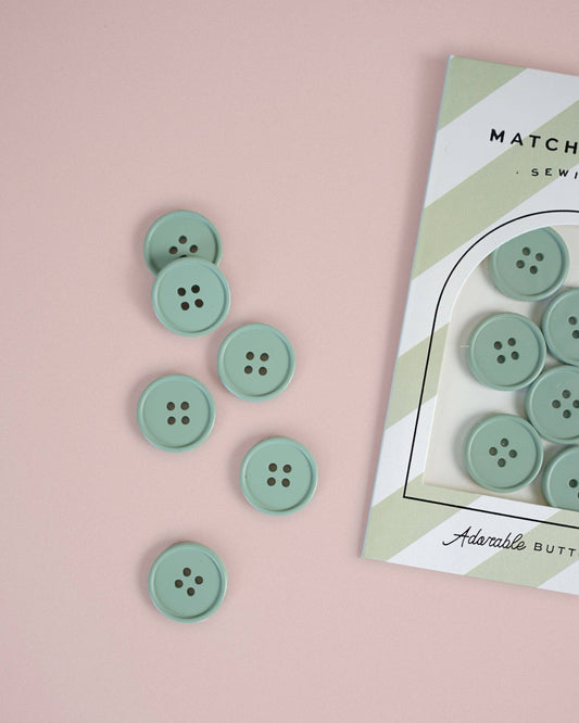 Sewing Notions: Sage Retro Buttons by Matchy Matchy Sewing Club: Set of 6-1 pack