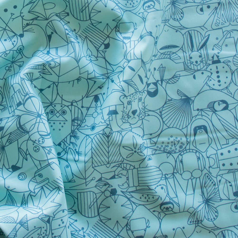 Premium Organic Cotton End Papers Blue Raspberry Poplin by Charley Harper for Birch Fabrics- by the half yard