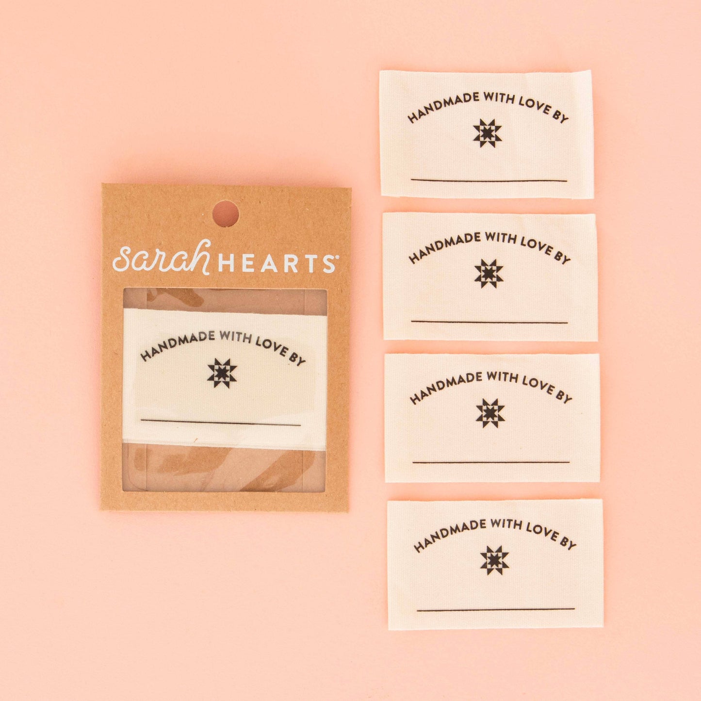 Notions: Sarah Hearts Handmade with Love Organic OEKO TEX Cotton Write-In Quilt Labels- 1 Pack