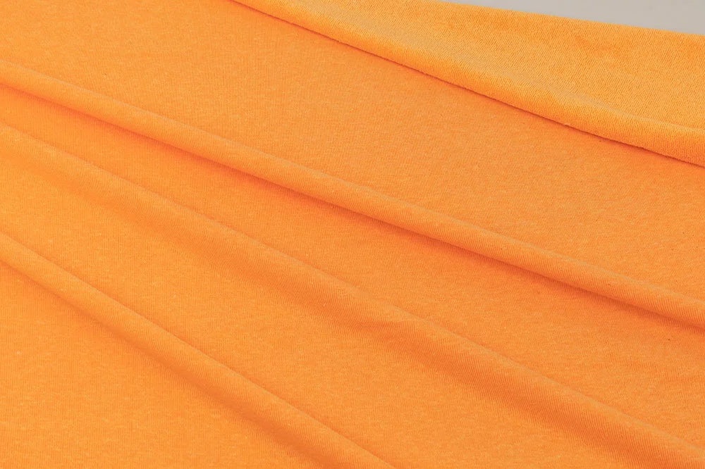 Designer Deadstock Cotton Poly Spandex  Ultra Soft Orange Sherbert Terry Cloth Knit- by the yard
