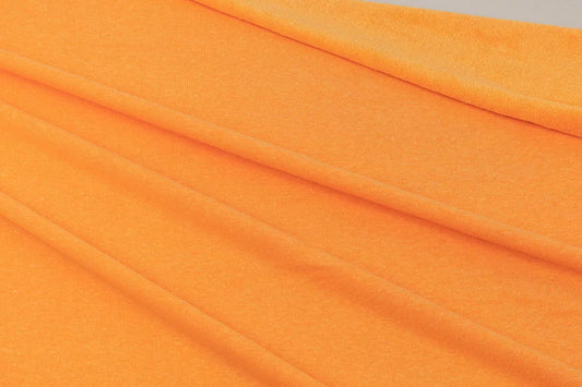 Designer Deadstock Cotton Poly Spandex  Ultra Soft Orange Sherbert Terry Cloth Knit- by the yard