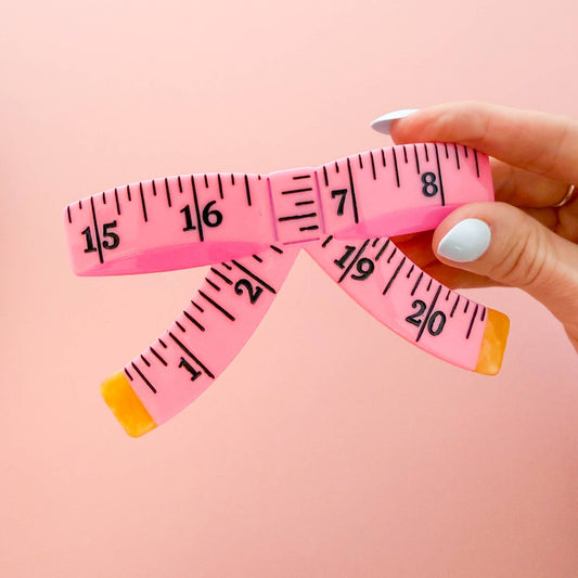 Hair Accessories: Sarah Heart Tape Measure Bow French Barrette