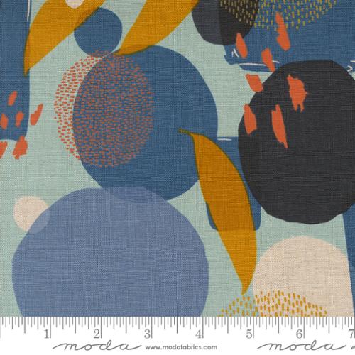 Moda Fabrics: Urban Whisper Mochi Linen Aqua Blue Abstract Zen Chic Woven-price listed by the half yard