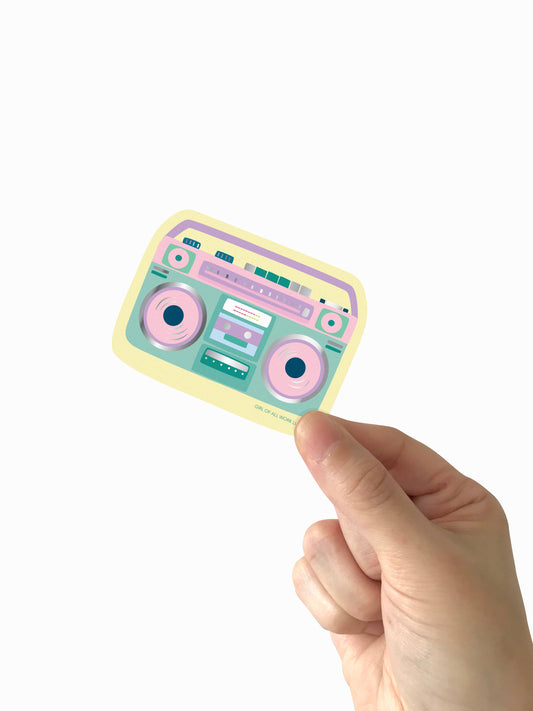 Stationery: Boombox Foil Stamped Vinyl Matte Sticker-( 2.2"X2.9")1 Sticker