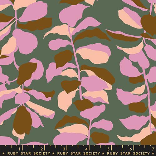 Moda Fabrics: Ruby Star Society Calathea Fiddle Leaf Seaweed Dark Green Cotton Woven- by the half yard