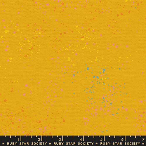 Moda Fabrics: Speckled Cotton Linen Goldenrod Yellow Canvas Ruby Star Society Woven 6.4 oz- by the Half Yard