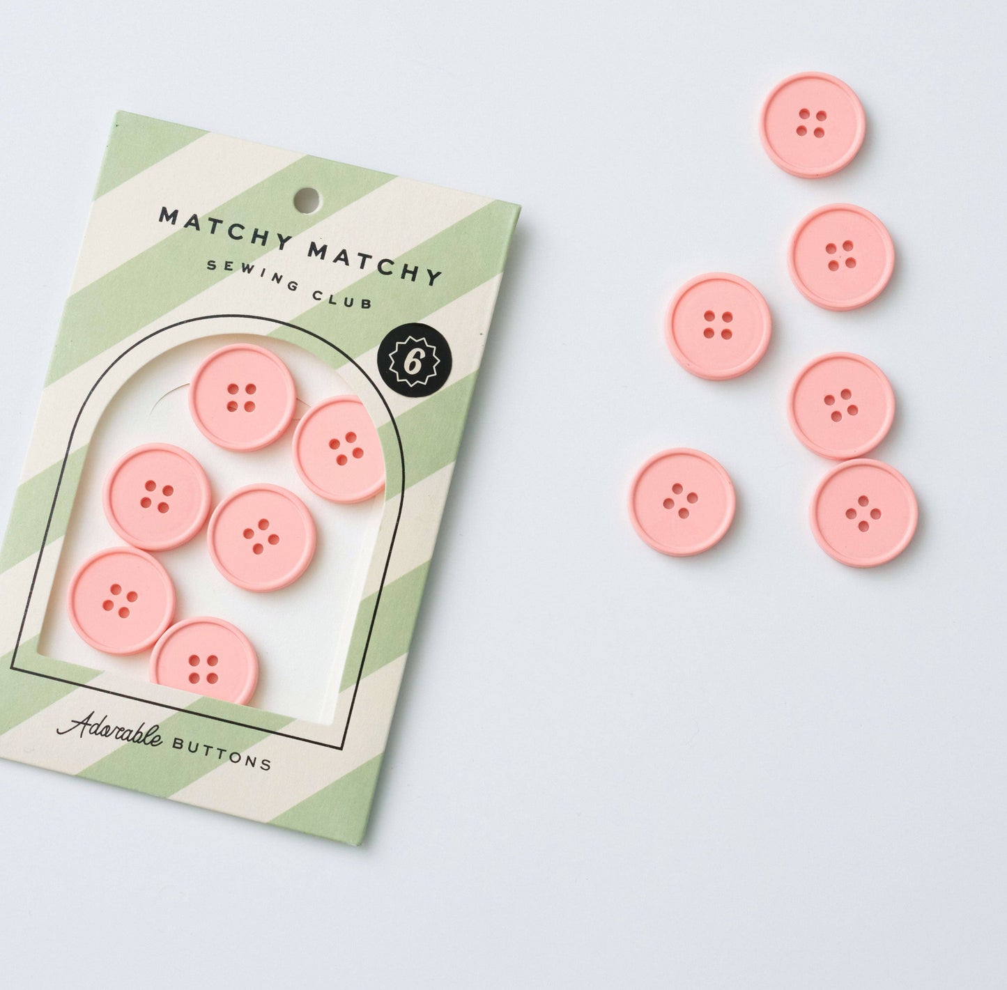 Sewing Notions: Matchy Matxhy Sewing Club Frosted Retro Buttons: Set of 6-1 pack