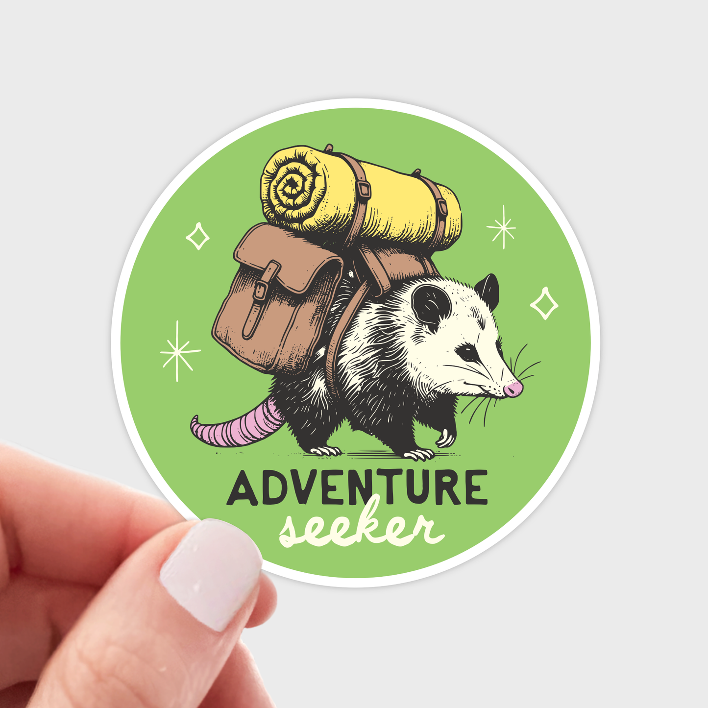 Stickers and Stationery: Adventure Seeker Nature Opossum Sticker