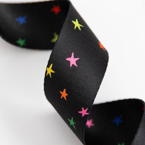 Webbing: Starry Vivid Black by Ruby Star Society 1.5 inch - by the yard
