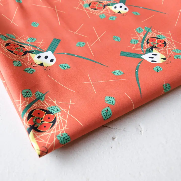 Birch Fabrics: Organic Cotton Poplin 115 GSM Kirtland Warbler Charley Harper-by the half yard
