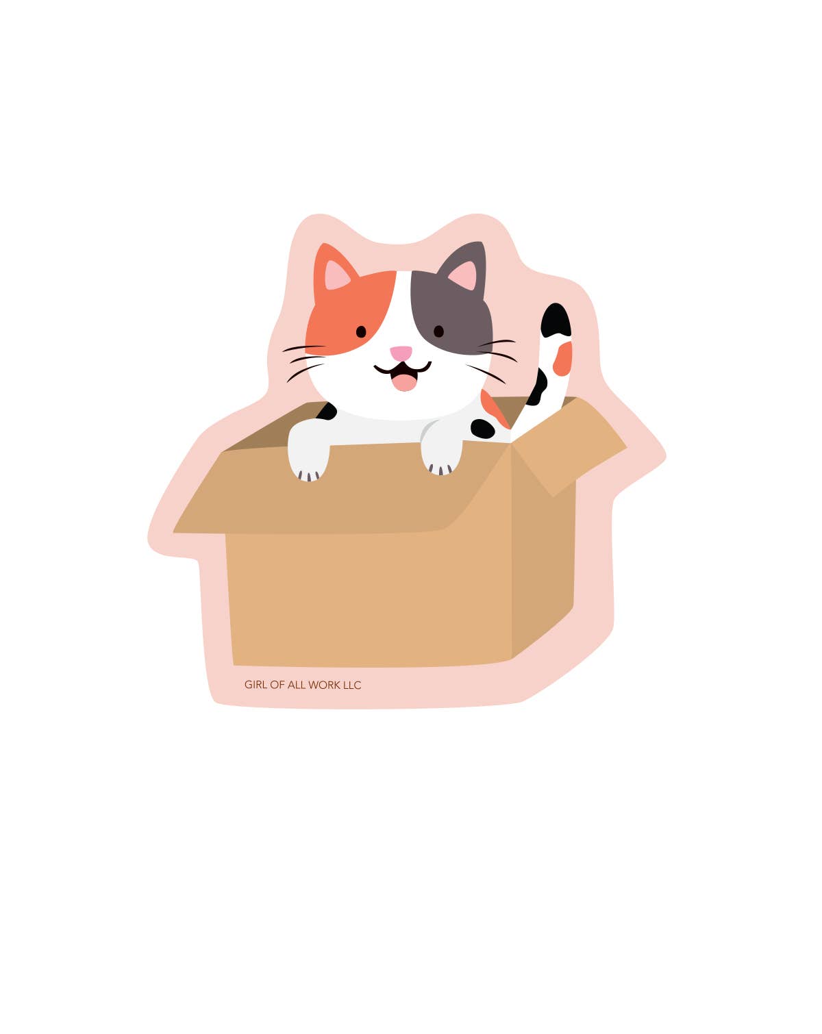Stationary: Cat in a Box Vinyl Sticker- (2.6"X 2.7")- 1 Sticker