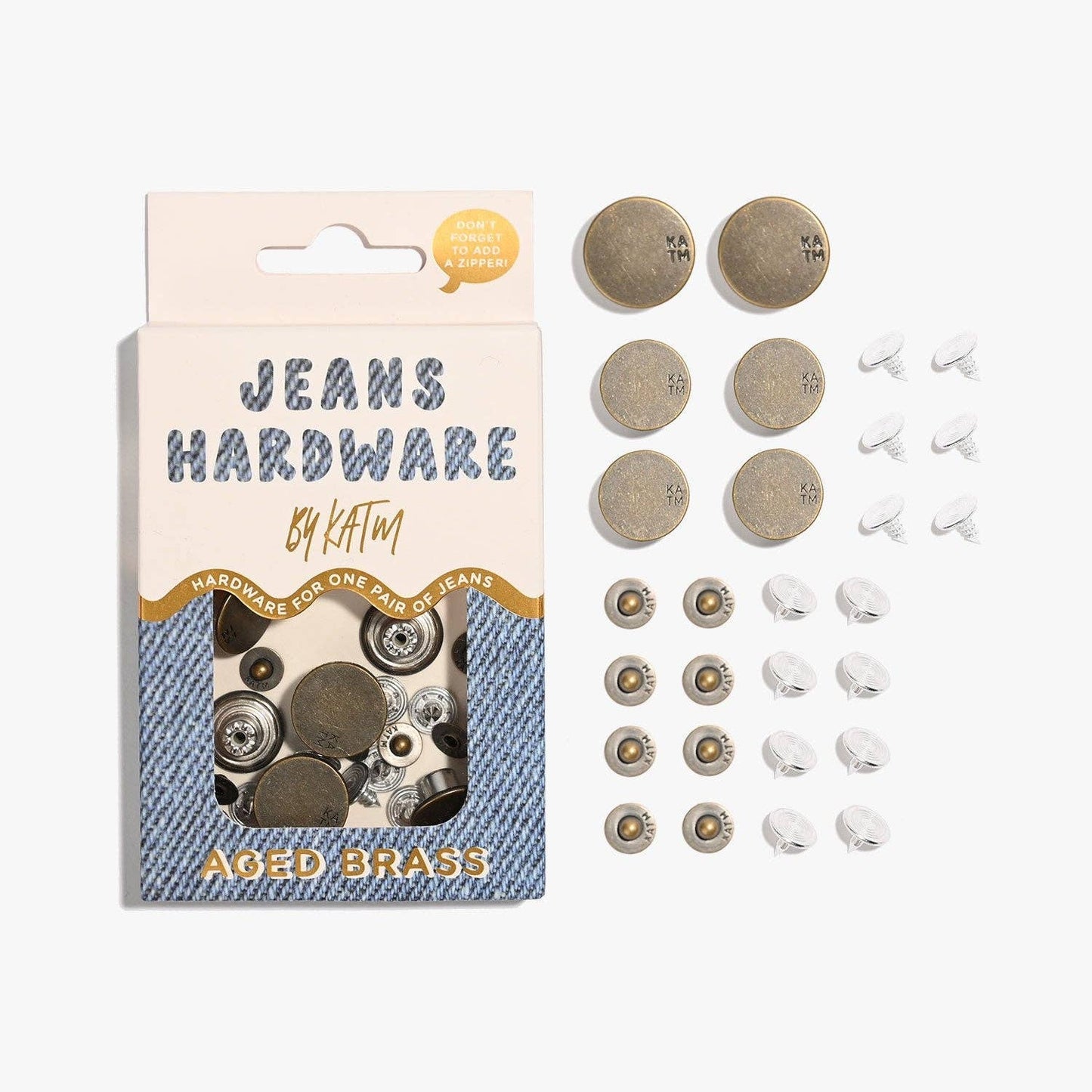 Sewing Supplies : Jeans Hardware Kit | Aged Brass