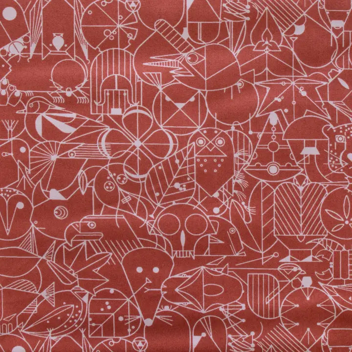 Premium Organic Cotton End Papers Burnt Brick Red Poplin by Charley Harper for Birch Fabrics- by the half yard