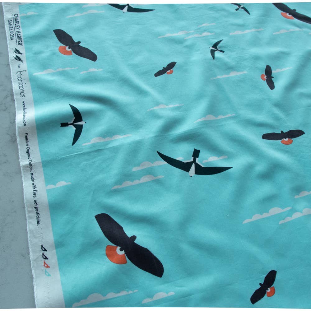 Organic Premium Cotton Soaring Santa Rosa Shirting Poplin 115gsm Charley Harper by Birch Fabrics- by the half yard