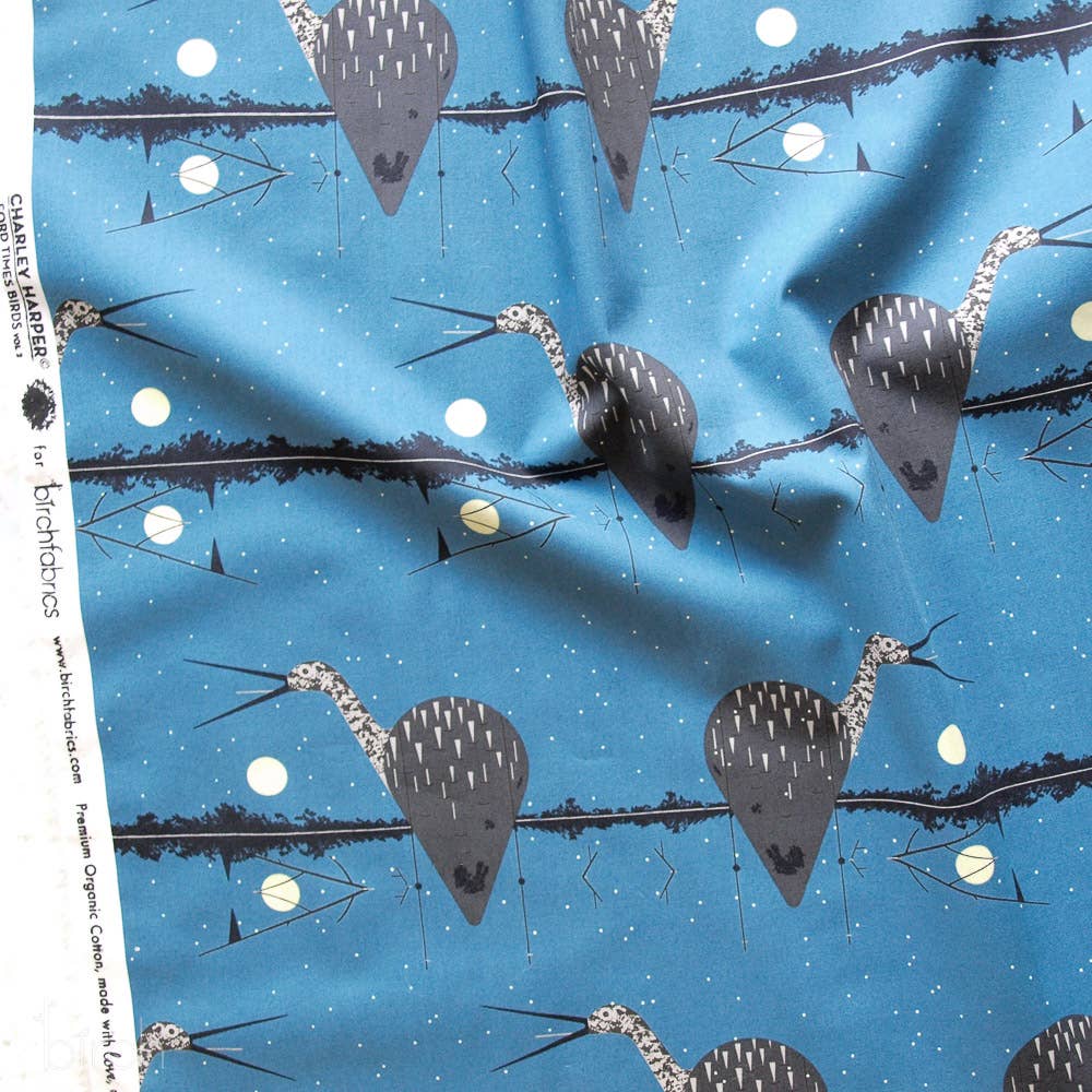 Organic Premium Cotton Limpkin Shirting Poplin 115gsm Charley Harper by Birch Fabrics- by the half yard
