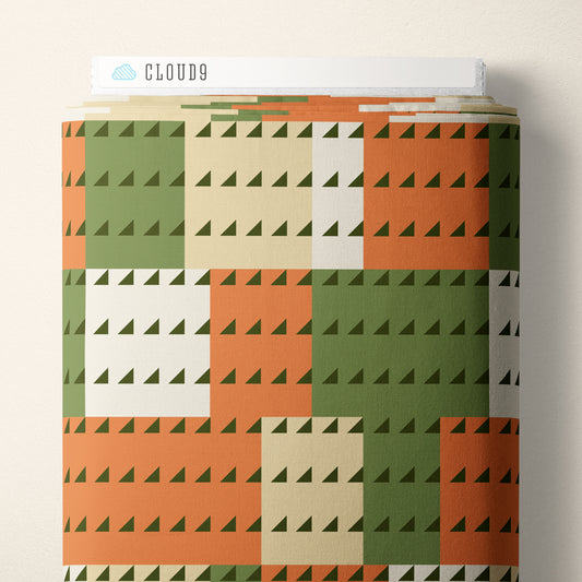 End of Bolt: 3 yards of Cloud9 Fabrics: Frank Lloyd Wright American Bold Heroes Imperial Green and Rust Organic Cotton Woven- remnant