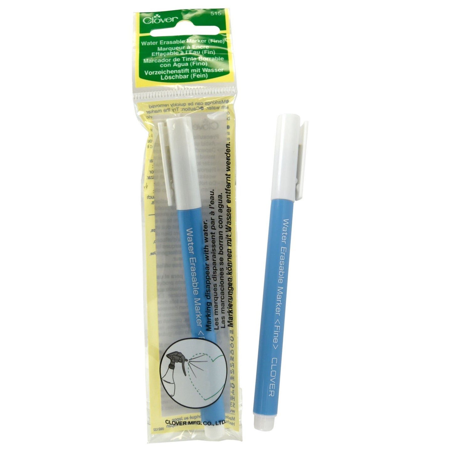 Clover water erasable pen with packaging on a white background