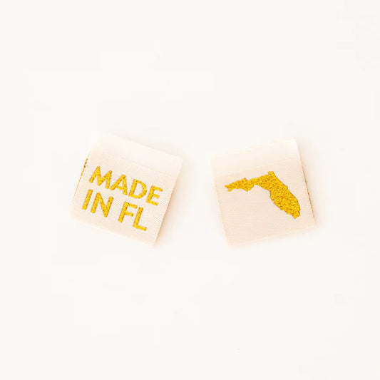 Notions: Sarah Hearts "Made in FL" Florida State Woven Labels - 1 Pack