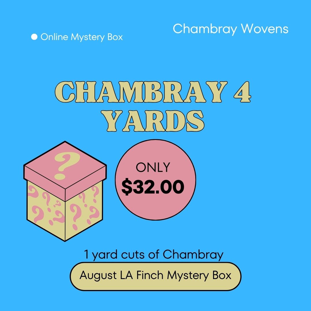August Chambray Online Mystery Box- 4 yards of Cotton Chambray Wovens- Mystery Pack