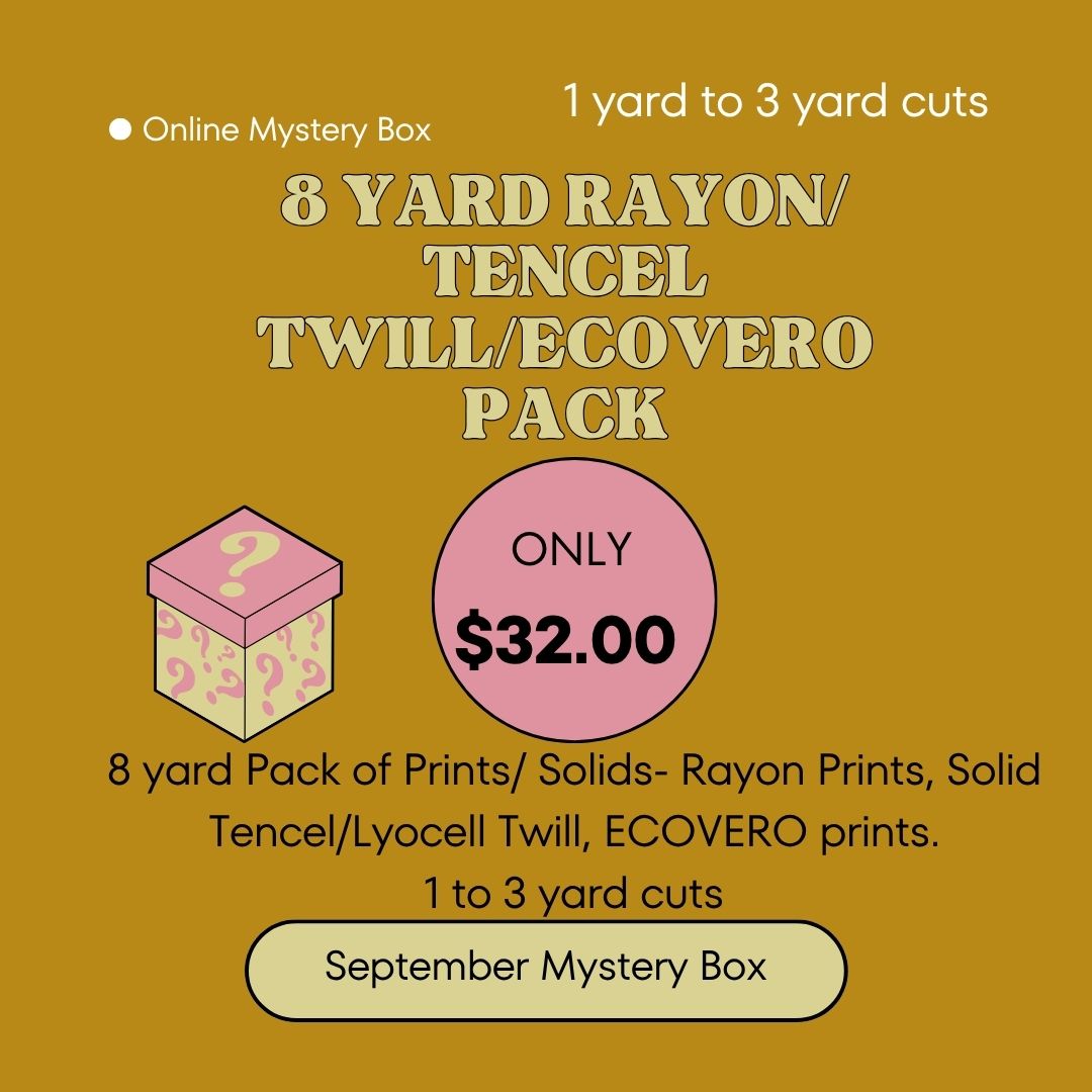 September Mystery Pack: 8 yards of Rayon/ Tencel Twill Solids/ECOVERO Prints ( 1 to 3 yards)- assorted