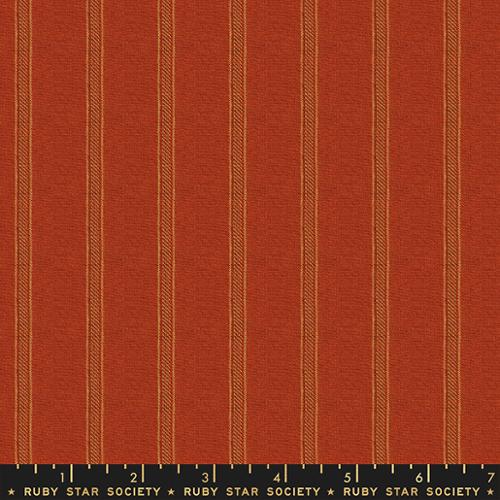 Moda Fabrics: Warp Weft Ruby Star Society Yarn Dyed Vertical Stripe Cayenne Soft Cotton Woven by Alexia Abegg -by the half yard