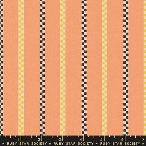 Moda Fabrics: Warp Weft Ruby Star Society Yarn Dyed Vertical Stripe Dahlia Pink Hue Soft Cotton Woven by Alexia Abegg -by the half yard