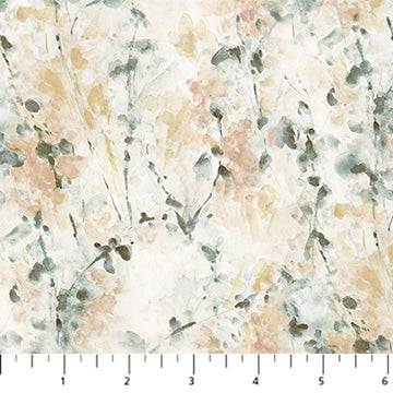 Figo Fabrics: Natural Essence Cream Multi Floral Rayon Challis Woven- by the Half Yard