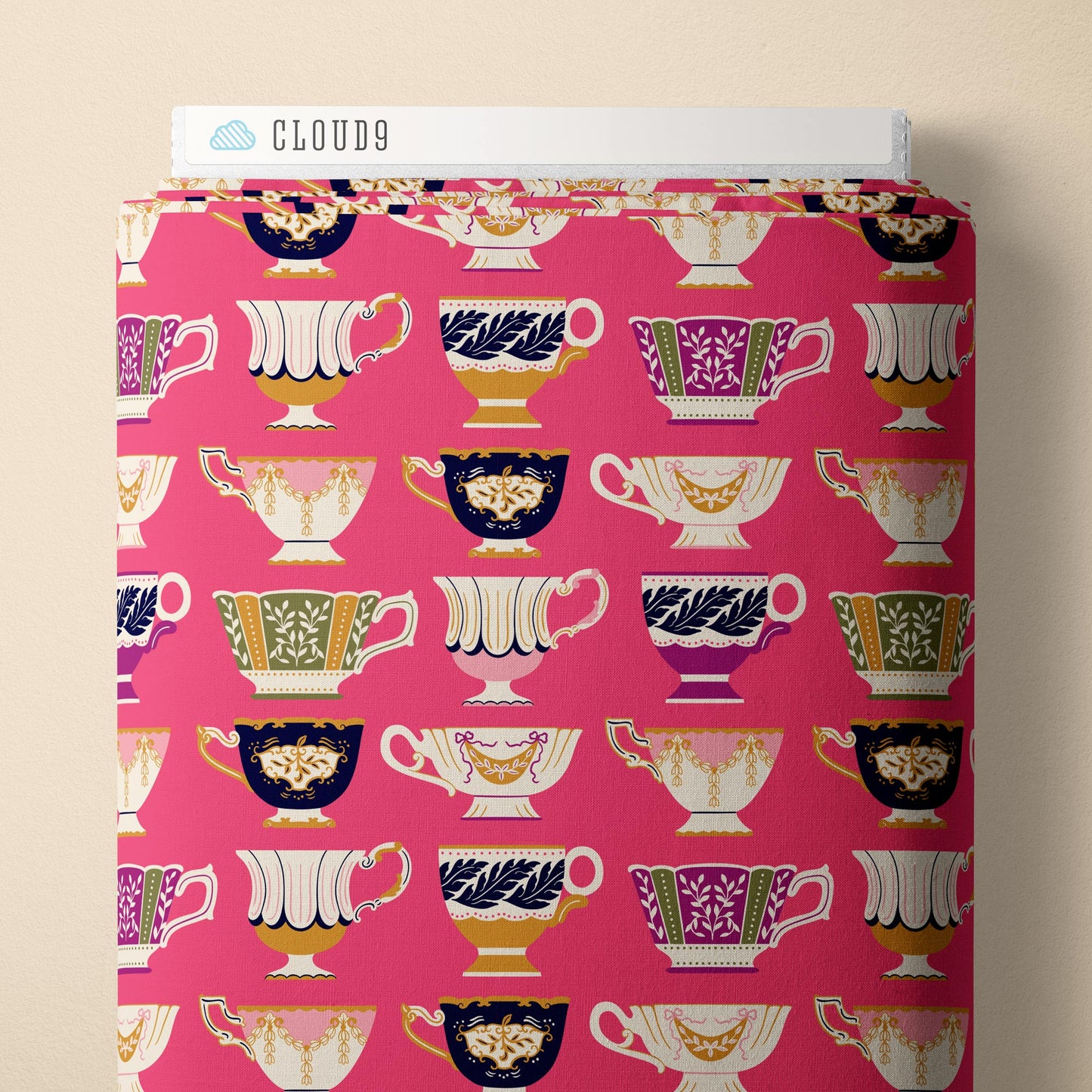 Cloud9 Fabrics: Porcelain Punk Organic Cotton Magenta Rococo Riot Woven- by the half yard