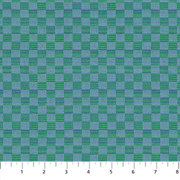 Northcott Fabrics: Anna Maria Textiles Checkmates Yarn Dyed Cotton Gameboard in Sea woven- by the half yard